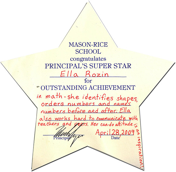 Ella received the principal's star again today